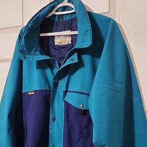 Far West Canada Blue Vintage Windbreaker with Color-Blocking Y2K